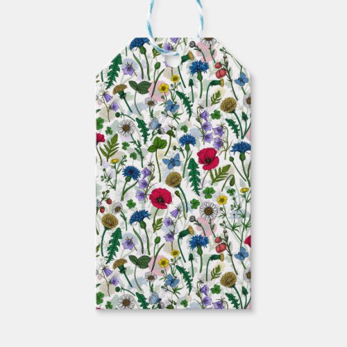 Wildflowers on off white gift tags