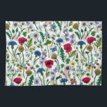 Wildflowers on off white kitchen towel<br><div class="desc">Hand-painted collection of various wild flowers.</div>