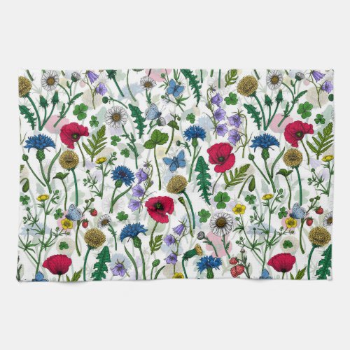 Wildflowers on off white kitchen towel