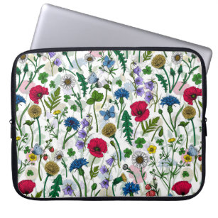 Wildflowers on off white laptop sleeve