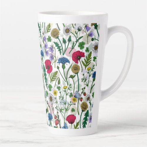 Wildflowers on off white latte mug
