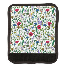 Wildflowers on off white luggage handle wrap