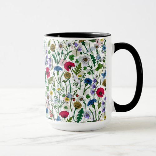 Wildflowers on off white mug