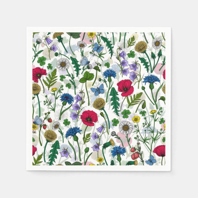 Wildflowers on off white napkins (Front)
