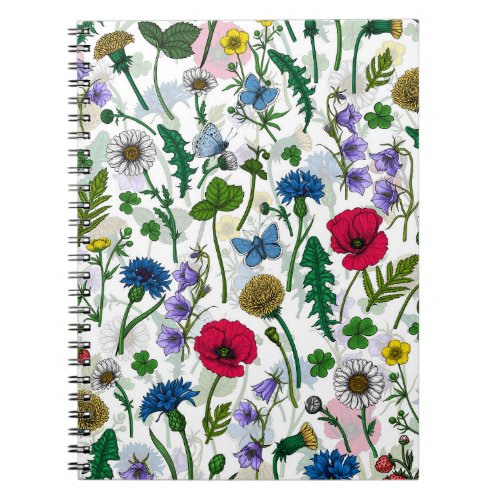Wildflowers on off white notebook