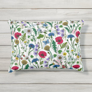 Wildflowers on off white outdoor pillow