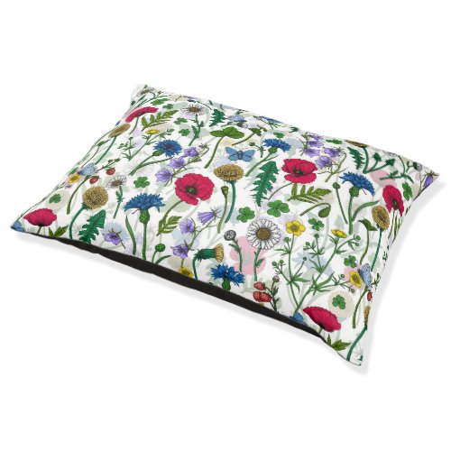 Wildflowers on off white pet bed
