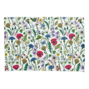 Wildflowers on off white pillow case