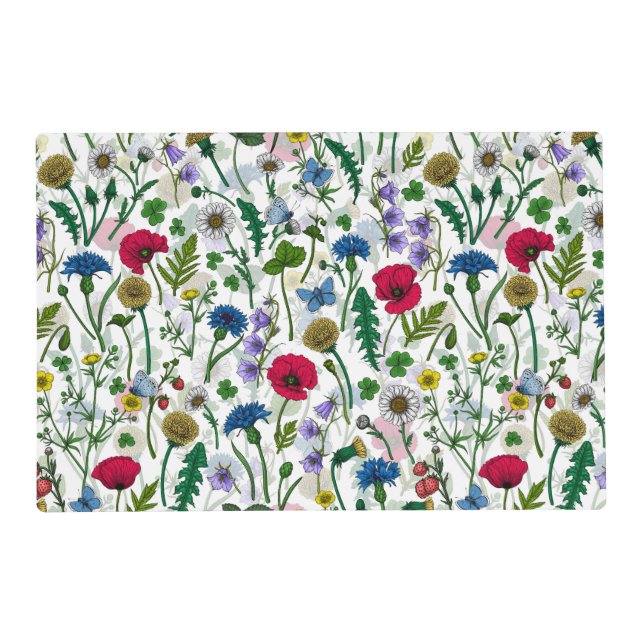 Wildflowers on off white placemat (Front)