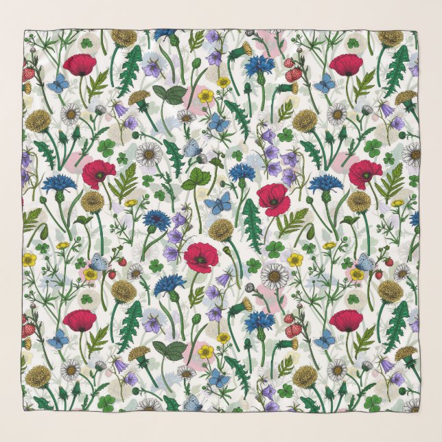 Wildflowers on off white scarf (Front)