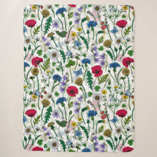 Wildflowers on off white sherpa blanket