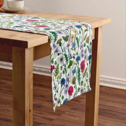 Wildflowers on off white short table runner