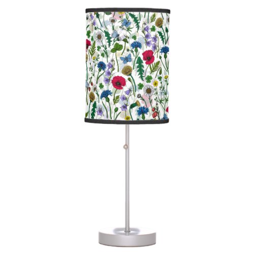 Wildflowers on off white table lamp