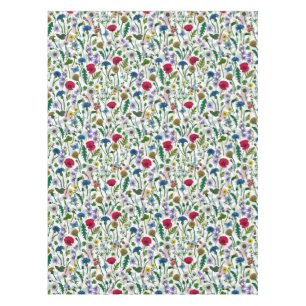 Wildflowers on off white tablecloth