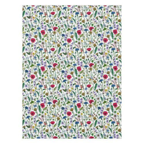 Wildflowers on off white tablecloth