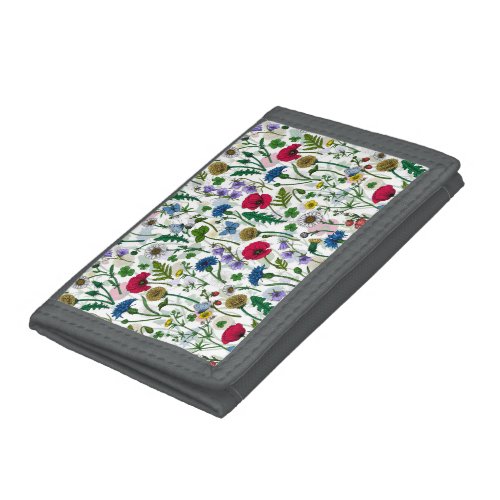 Wildflowers on off white trifold wallet