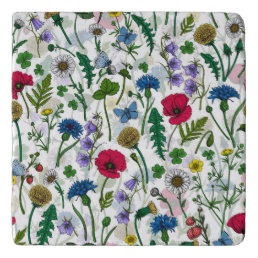 Wildflowers on off white trivet