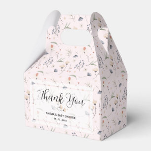 Wildflowers on Pink Baby Shower Favor Boxes