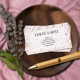 Wildflowers on Pink Girl Baby Shower Diaper Raffle Enclosure Card