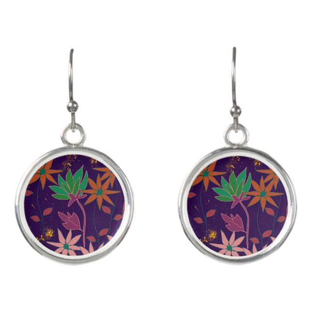 Wildflowers on Purple Earrings (Front)