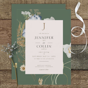 Wildflowers on Sage Wedding Invitation