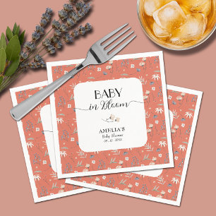 Wildflowers on Terracotta Baby Shower Napkins