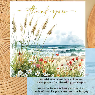 Wildflowers on the Beach Baby Shower   Thank You Card