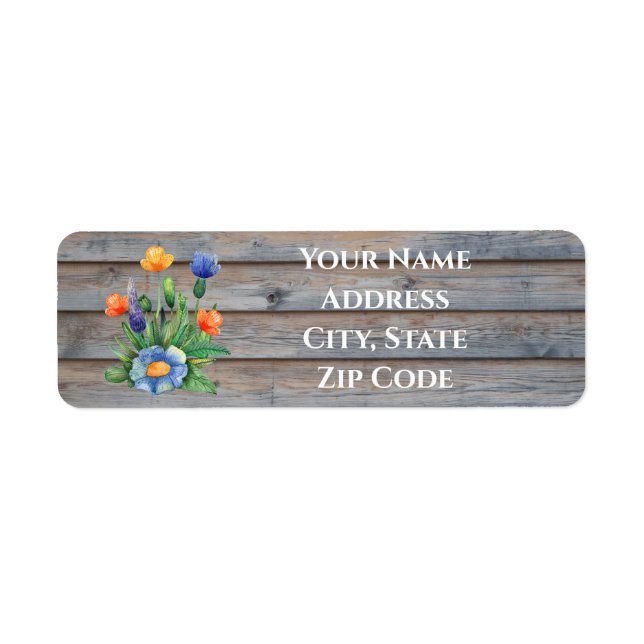 Wildflowers On Wooden Planks Label (Front)