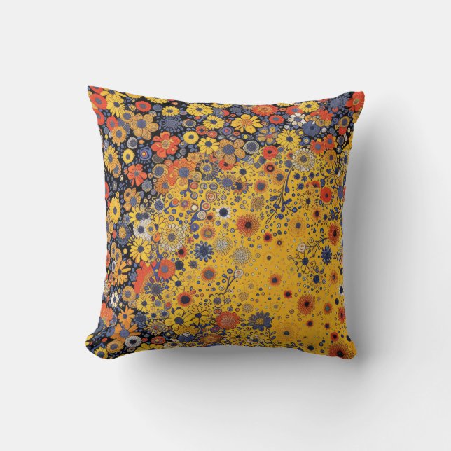 Wildflowers on Yellow Background  Throw Pillow (Front)