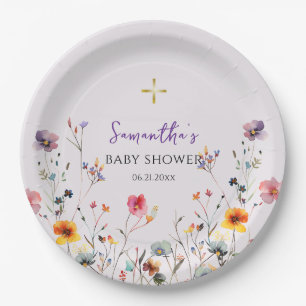 Wildflowers Orthodox Christian Baby Shower Paper Plates