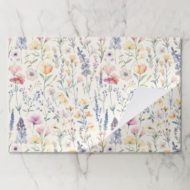 Wildflowers Paper Placemat, Floral Party Table Mat (Folded)