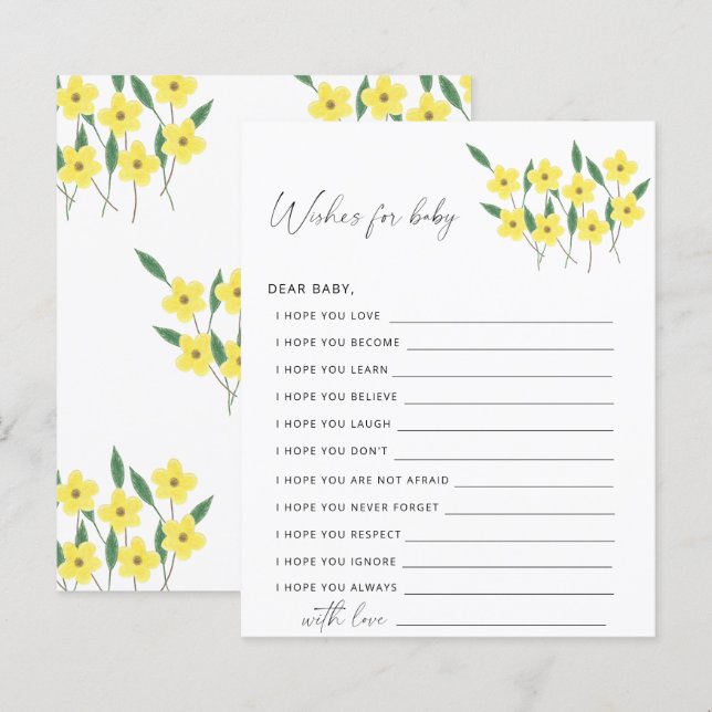 Wildflowers Party game | wishes for baby game (Front/Back)