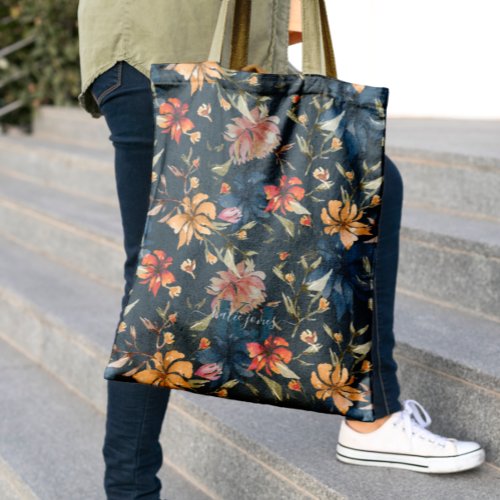 Wildflowers Pattern  Monogram Tote Bag