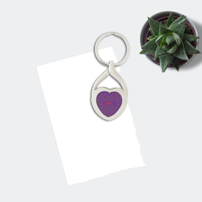 Wildflowers pattern name purple Metal Keychain (Creator Uploaded)