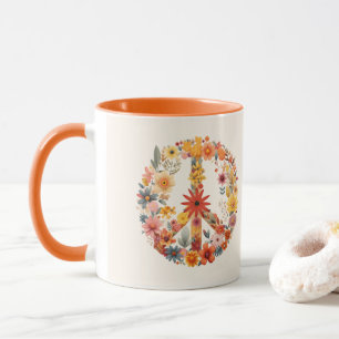 Wildflowers Peace Sign floral wreath Mug