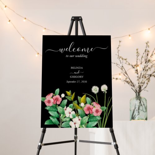 Wildflowers Periwinkle Black Wedding Welcome Sign