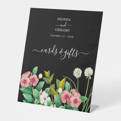 Wildflowers Periwinkle Cards Gifts Black Wedding  Pedestal Sign