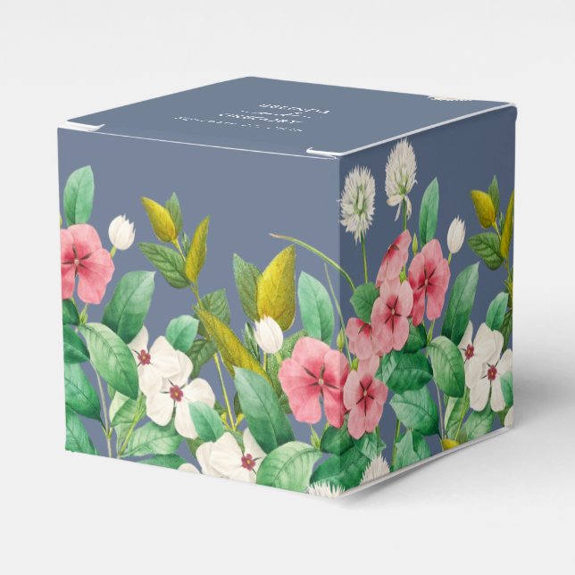Wildflowers Periwinkle Dusty Blue Wedding  Favor Boxes (Front Side)