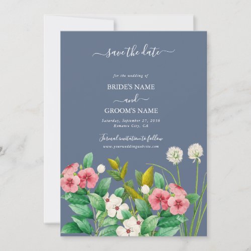 Wildflowers Periwinkle Dusty Blue Wedding  Save The Date