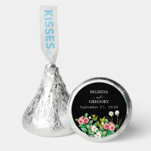 Wildflowers Periwinkle Watercolor Black Wedding Hershey®'s Kisses®