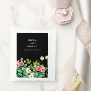 Wildflowers Periwinkle Watercolor Black Wedding Tea Bag Drink Mix