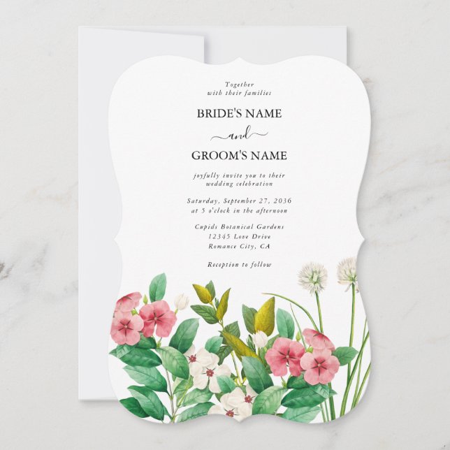 Wildflowers Periwinkle Watercolor Wedding Invitation (Front)