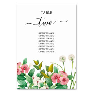 Wildflowers Periwinkle Watercolor Wedding Table Number