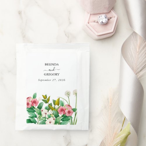 Wildflowers Periwinkle Watercolor Wedding Tea Bag Drink Mix