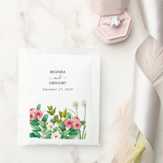 Wildflowers Periwinkle Watercolor Wedding Tea Bag Drink Mix (Wedding)