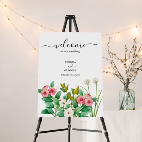 Wildflowers Periwinkle Watercolor Wedding Welcome  Foam Board