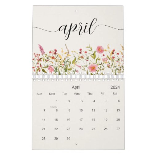 Wildflowers Personalized Calendar