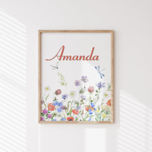 Wildflowers Personalized Custom Name Poster