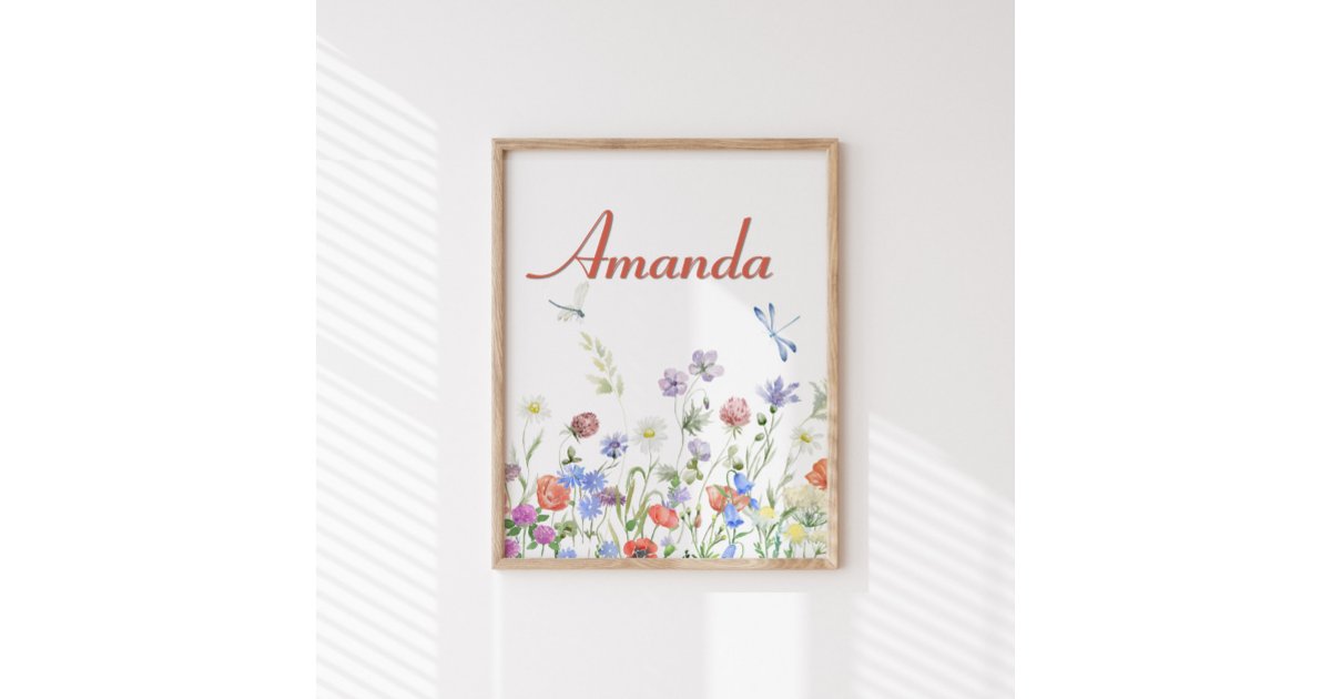 Wildflowers Personalized Custom Name Poster | Zazzle