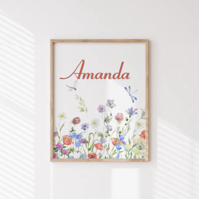 Wildflowers Personalized Custom Name Poster | Zazzle